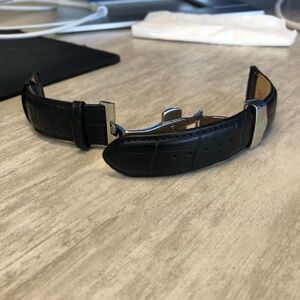 Black Bulova Leather Watch Strap